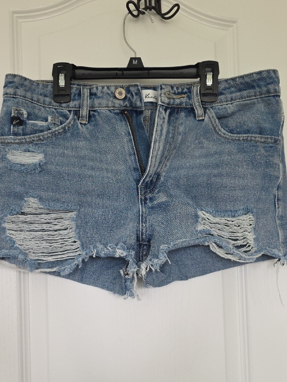 KanCan Medium Blue Distressed Cutoff Denim Shorts